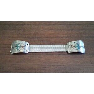 VTG  Watch Band Tips Native American Turquoise Coral Inlay Flying Bird USA Read